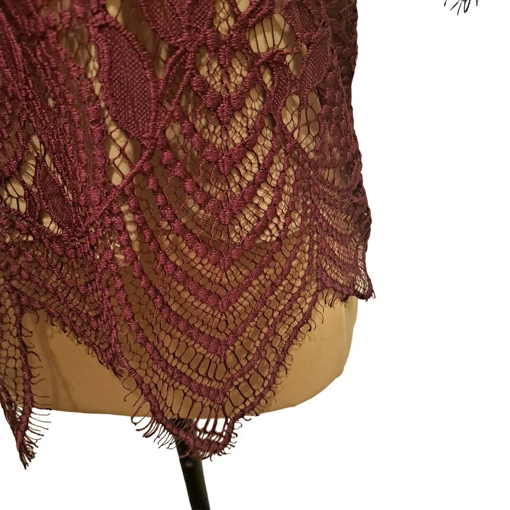 Express Wine Colored Lace Overlay Blouse Size M - Picture 4 of 6